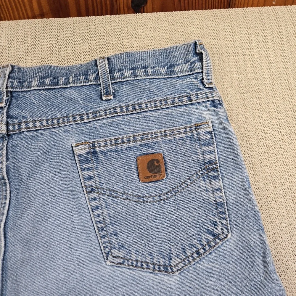 Carhartt Jeans Mens 38x30 Light Wash Blue Denim Straight Leg Workwear Pants